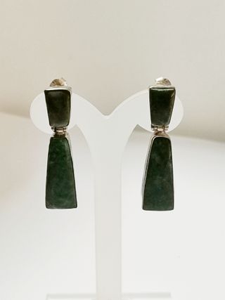Pendientes Plata Ley y Jade Nefrita Largos