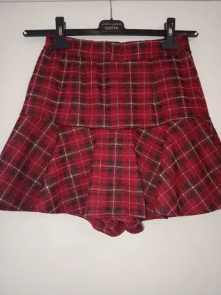 Falda pantalón cuadros roja