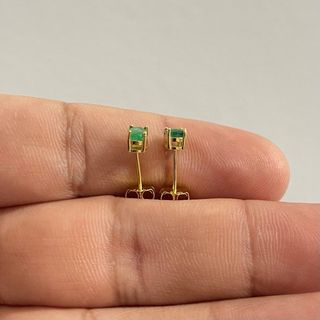 Pendientes Oro 925 Plata Esmeralda Natural