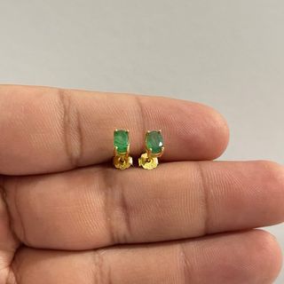 Pendientes Oro 925 Plata Esmeralda Natural