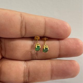 Pendientes Oro 925 Plata Esmeralda Natural