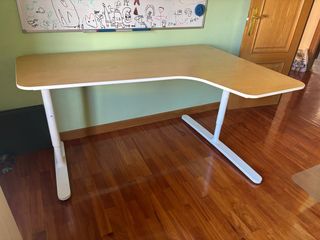 Mesa de oficina L madera y metal