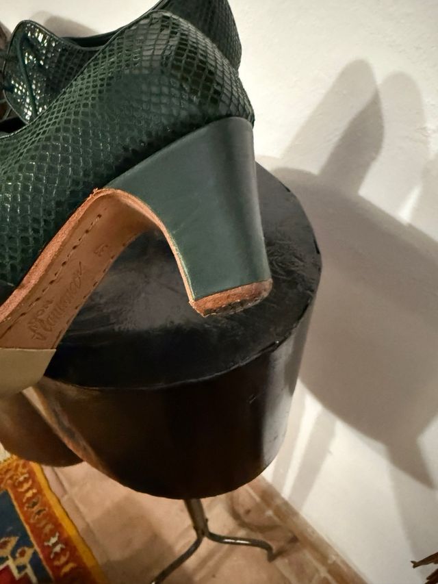 Zapatos de baile de piel verde