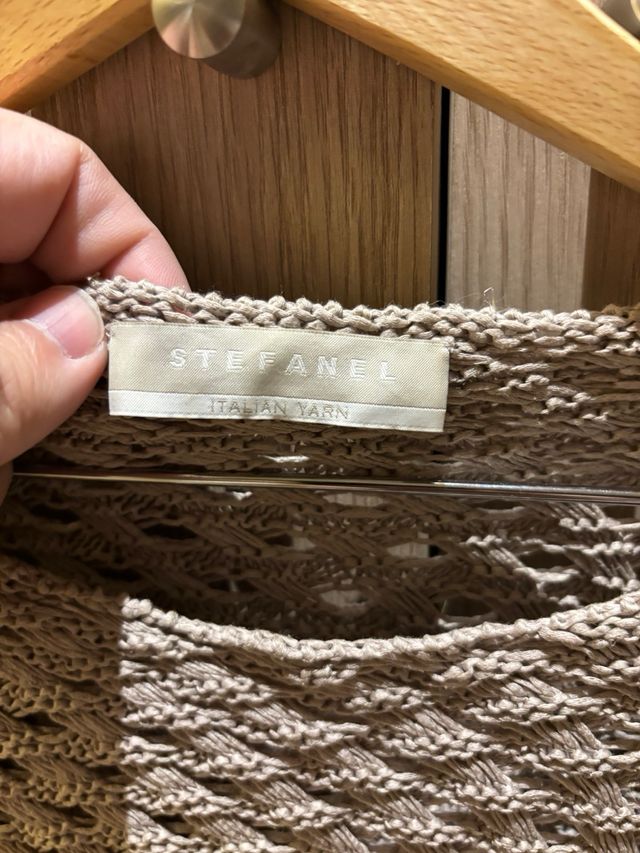 Jersey Stefanel punto calado beige talla L mujer