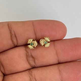 Pendientes Oro 18k Esmeralda Natural