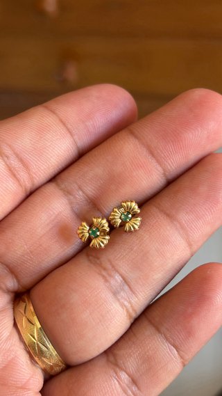 Pendientes Oro 18k Esmeralda Natural