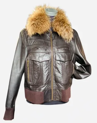 Cazadora aviador napa acolchada marrón