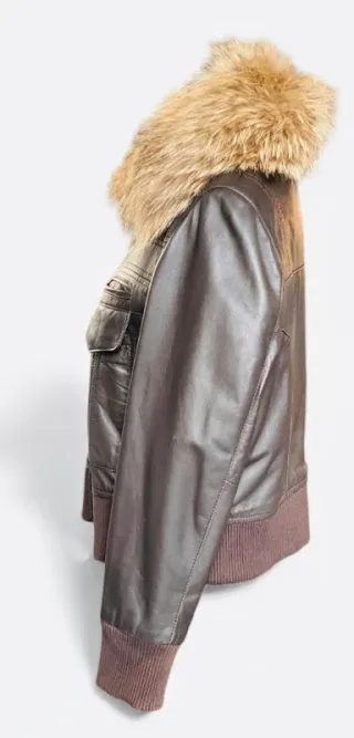 Cazadora aviador napa acolchada marrón