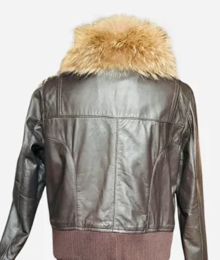 Cazadora aviador napa acolchada marrón