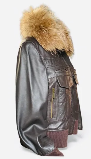 Cazadora aviador napa acolchada marrón