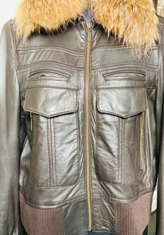 Cazadora aviador napa acolchada marrón