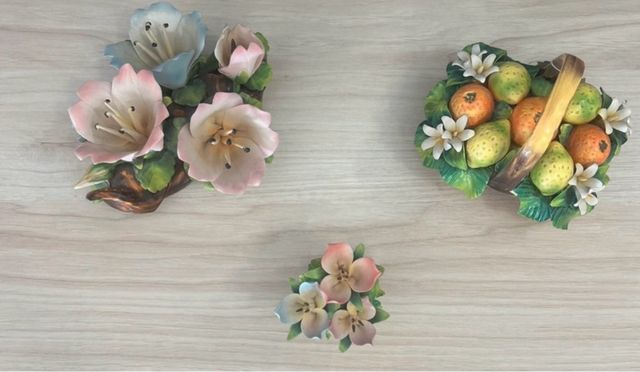 3 Figuras Decorativas Flores y Frutas
