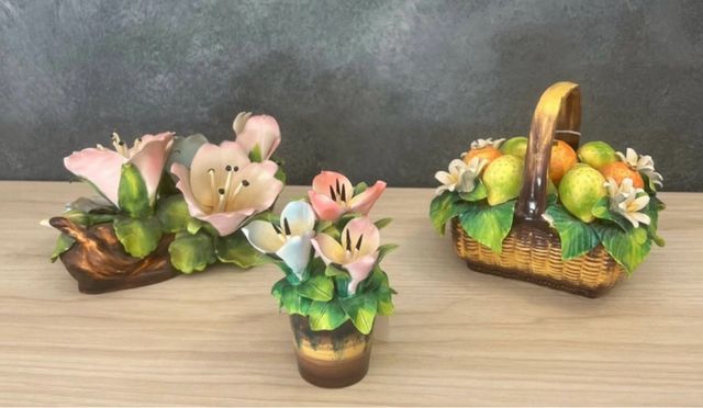 3 Figuras Decorativas Flores y Frutas