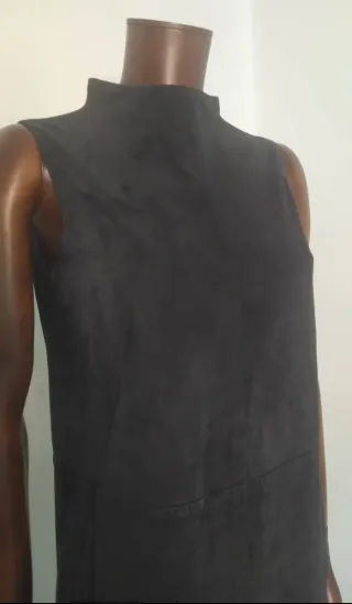 Max Mara Abito Pelle Scamosciata e Seta Nero