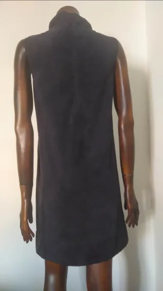 Max Mara Abito Pelle Scamosciata e Seta Nero