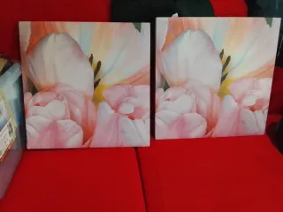 Cuadro de flores rosas y blancas