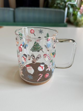 Tazza Mug di Natale in vetro con coperchio