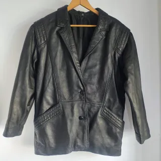 Cazadora Biker Cuero Vintage Talla 44