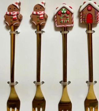 Set 8 posate per dessert di Natale con biscotto di pan di zenzero