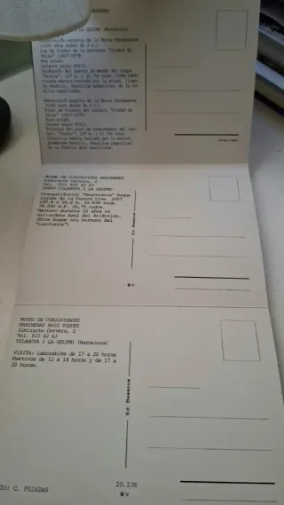 6 Postali «Museo Curiositats Marineres». VINTAGE