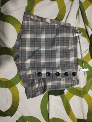 Falda pantalón cuadros gris