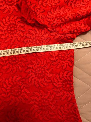 Top Kiabi rosso pizzo manica lunga