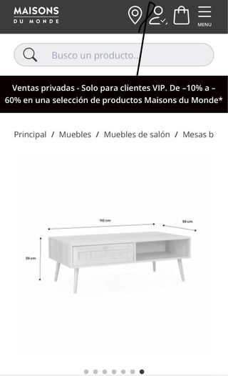 NUEVA Mesa centro Maisons du Monde madera y ratán