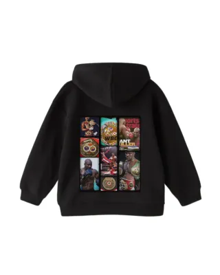 Sudadera Negra con Estampado Boxeo
