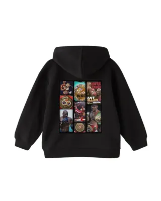 Sudadera Negra con Estampado Boxeo