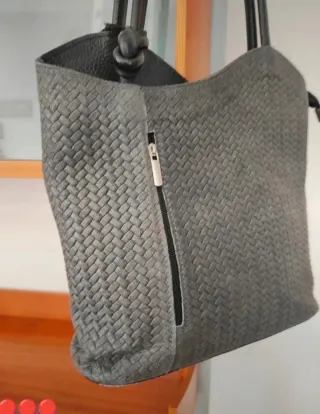 Borsa Artigianale Vera Pelle Grigia