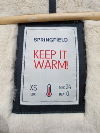 Parka Springfield Talla XS/34 Gris Forro Beige