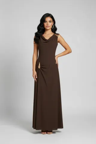 Vestido largo marrón elegante
