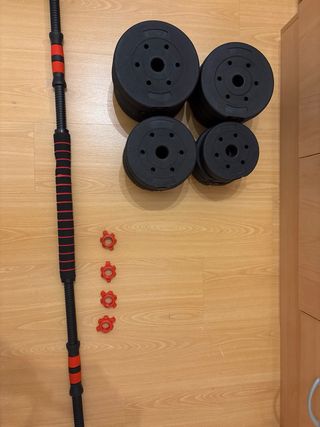 Pesas 30kg con barras y discos