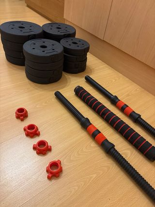 Pesas 30kg con barras y discos