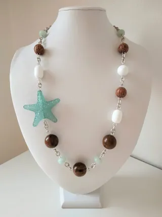 Collana con stella marina acqua