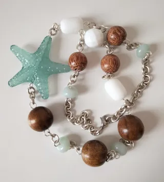 Collana con stella marina acqua