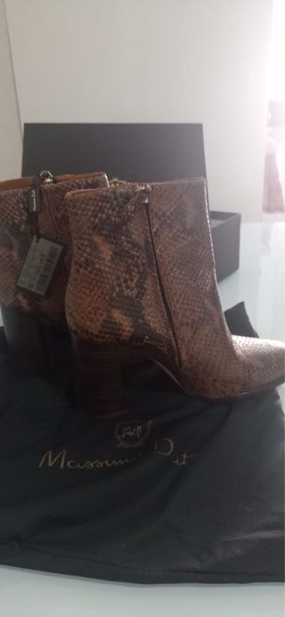 Botines Massimo Dutti Piel Serpiente Marrones