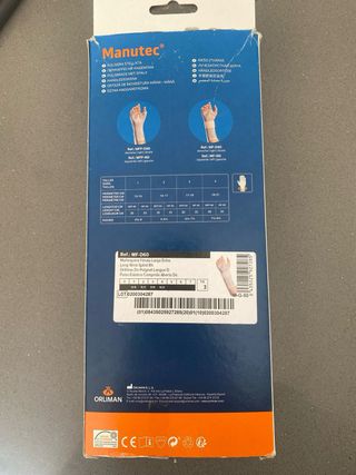 Muñequera férula palmar y pulgar