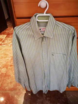 Camisa de rayas verde COLLEGED manga larga Talla L