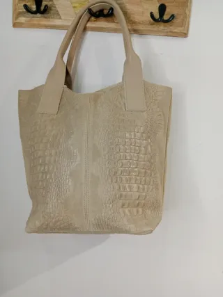Bolso Beige SAMROSA Piel Cocodrilo