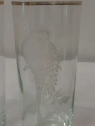 Vasos vintage con borde dorado