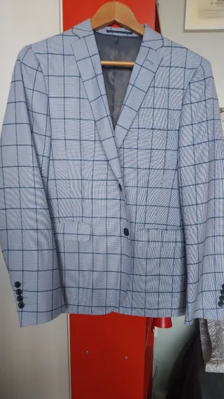 Americana chico cuadros azul