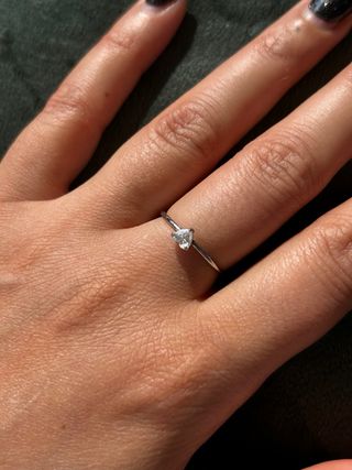 Anello solitario cuore acciaio argento