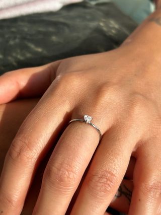 Anello solitario cuore acciaio argento