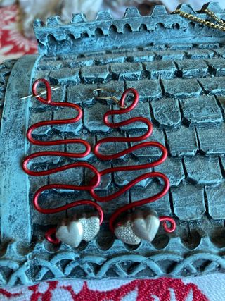 Pendientes Corazón Rojo y Plateado