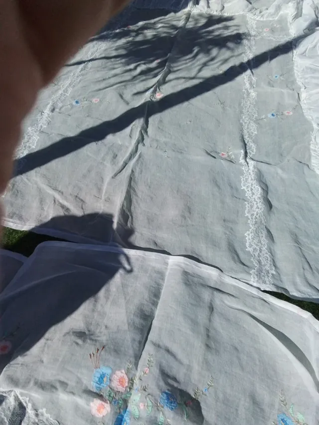 Colcha antigua organza bordada