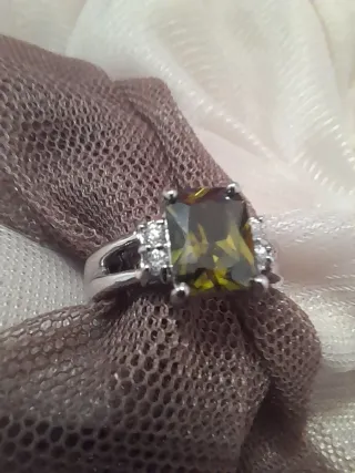 Anillo Plata Periodoto Verde Talla 17