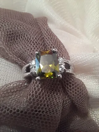 Anillo Plata Periodoto Verde Talla 17