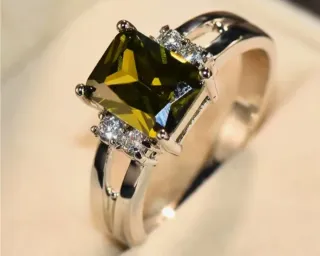 Anillo Plata Periodoto Verde Talla 17