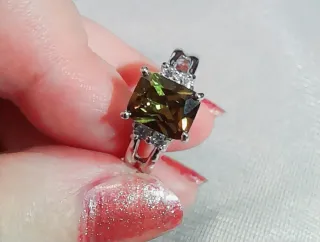 Anillo Plata Piedra Periodoto Natural. Talla 17